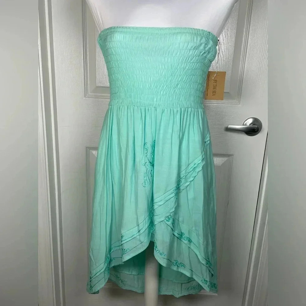 🌸 BY THE SEA Strapless Ocean Green Dress - Picture 5 of 8